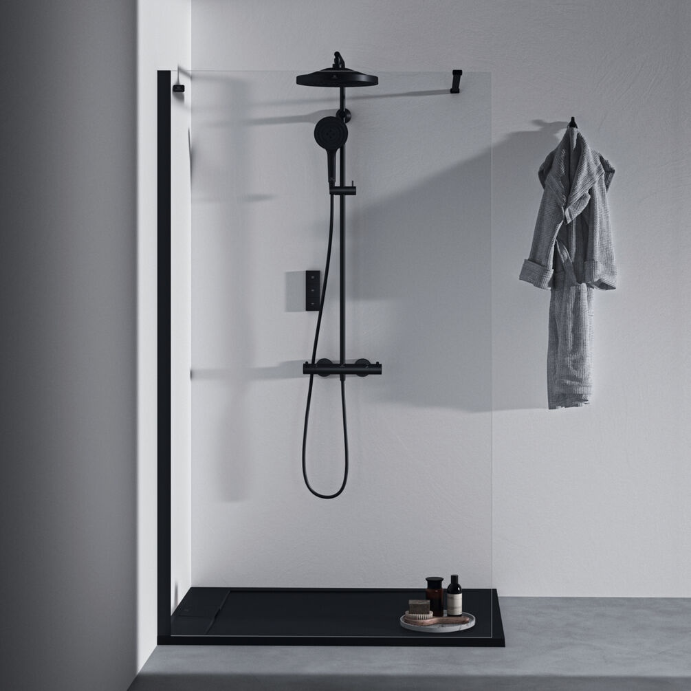 Lifestyle image of Ideal Standard Connect 2 Silk Black 1200mm Wetroom Screen